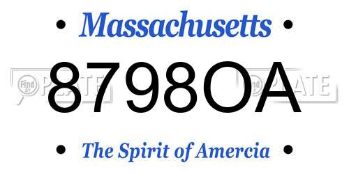 8798OA Massachusetts License Plate