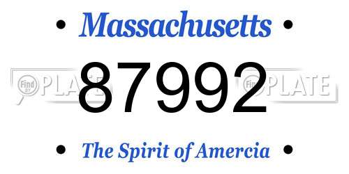 87992 Massachusetts License Plate