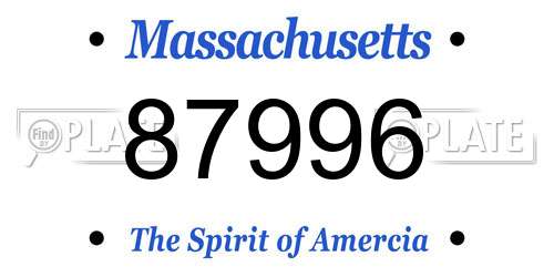 87996 Massachusetts License Plate