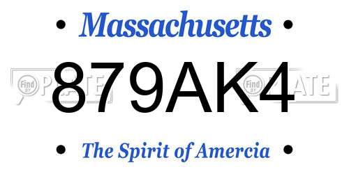 879AK4 Massachusetts License Plate