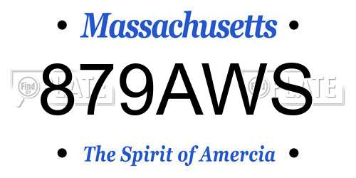 879AWS Massachusetts License Plate