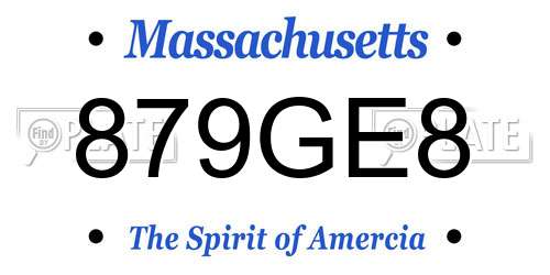 879GE8 Massachusetts License Plate