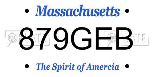 879GEB Massachusetts License Plate