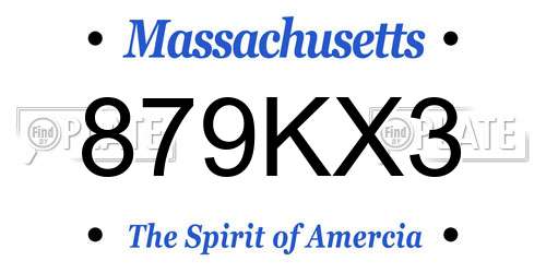 879KX3 Massachusetts License Plate