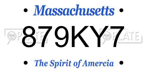 879KY7 Massachusetts License Plate