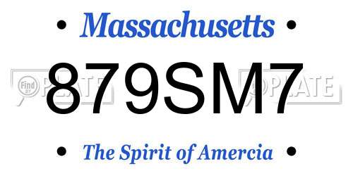 879SM7 Massachusetts License Plate