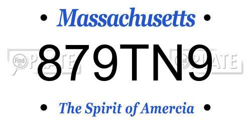 879TN9 Massachusetts License Plate