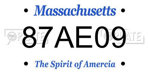 87AE09 Massachusetts License Plate