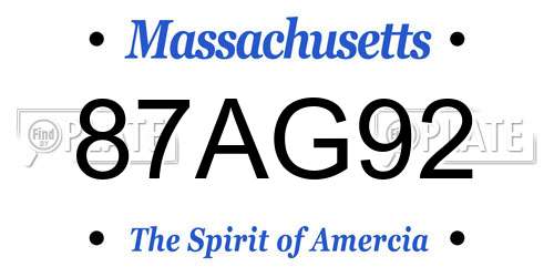 87AG92 Massachusetts License Plate