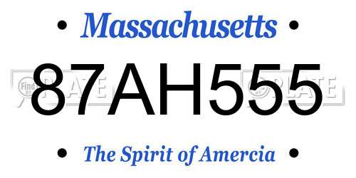 87AH555 Massachusetts License Plate
