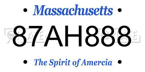 87AH888 Massachusetts License Plate