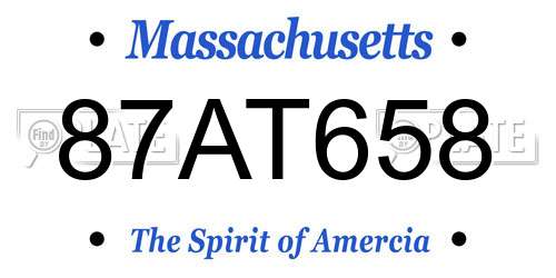 87AT658 Massachusetts License Plate
