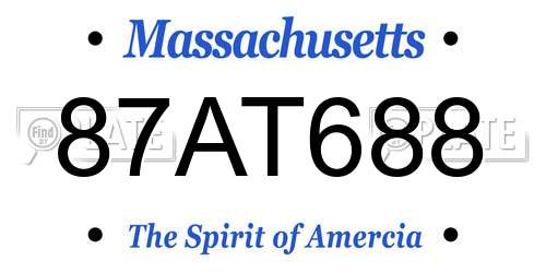 87AT688 Massachusetts License Plate