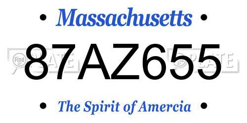 87AZ655 Massachusetts License Plate
