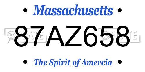 87AZ658 Massachusetts License Plate