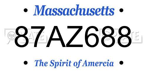 87AZ688 Massachusetts License Plate