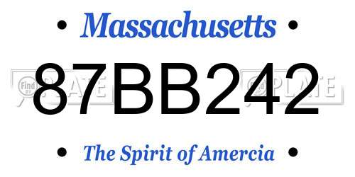 87BB242 Massachusetts License Plate