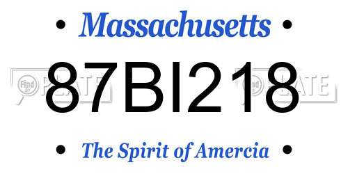 87BI218 Massachusetts License Plate