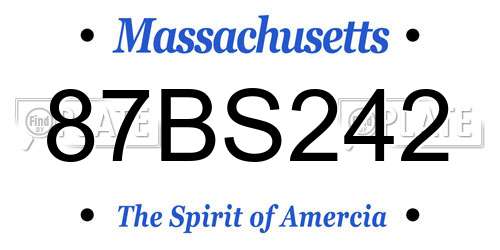 87BS242 Massachusetts License Plate