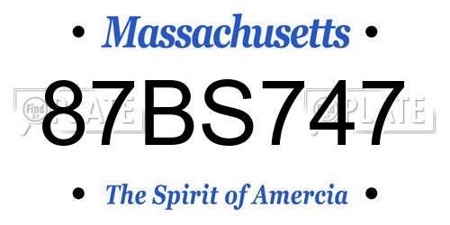 87BS747 Massachusetts License Plate