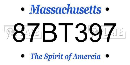 87BT397 Massachusetts License Plate