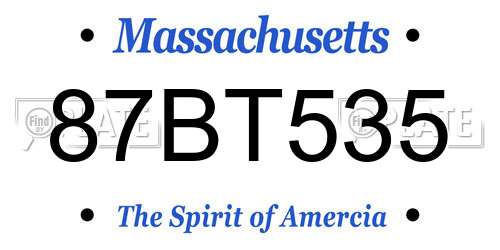 87BT535 Massachusetts License Plate
