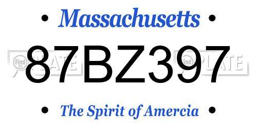 87BZ397 Massachusetts License Plate