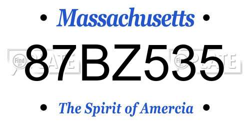 87BZ535 Massachusetts License Plate