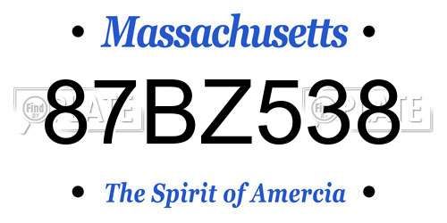87BZ538 Massachusetts License Plate