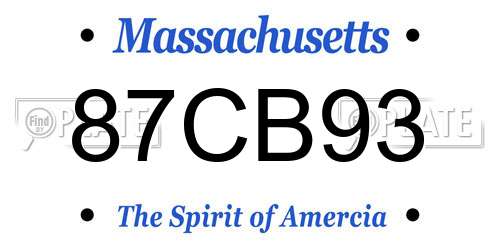 87CB93 Massachusetts License Plate