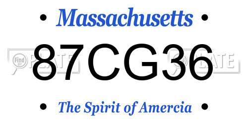 87CG36 Massachusetts License Plate