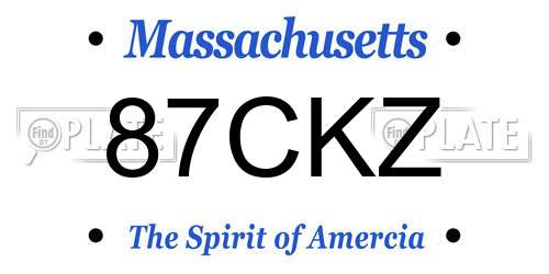 87CKZ Massachusetts License Plate