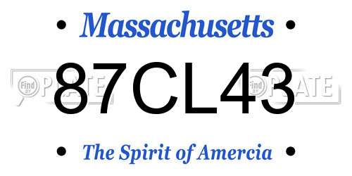 87CL43 Massachusetts License Plate