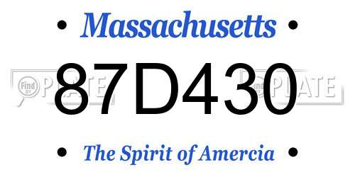 87D430 Massachusetts License Plate