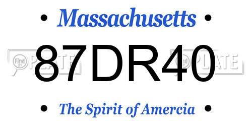 87DR40 Massachusetts License Plate