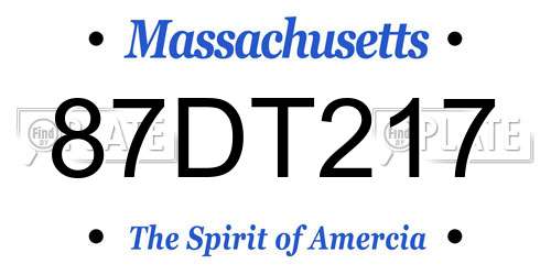 87DT217 Massachusetts License Plate