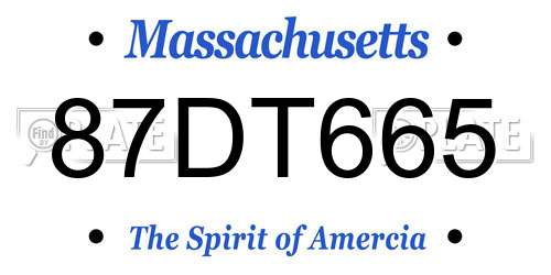 87DT665 Massachusetts License Plate