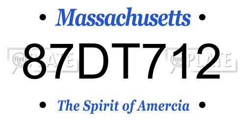87DT712 Massachusetts License Plate