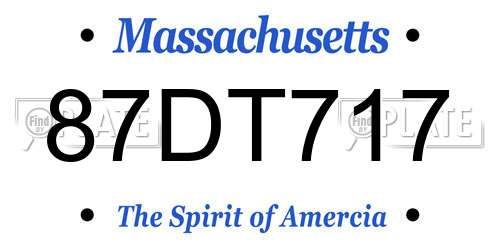 87DT717 Massachusetts License Plate