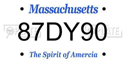 87DY90 Massachusetts License Plate