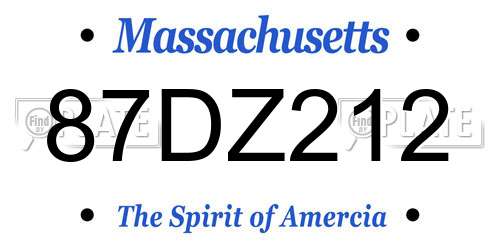 87DZ212 Massachusetts License Plate