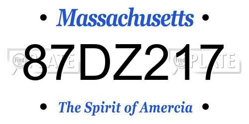 87DZ217 Massachusetts License Plate