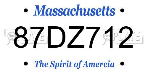 87DZ712 Massachusetts License Plate