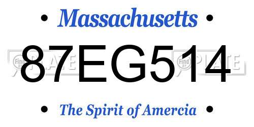 87EG514 Massachusetts License Plate