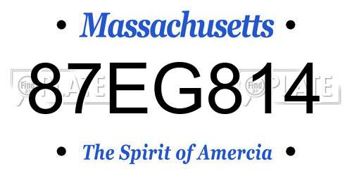87EG814 Massachusetts License Plate