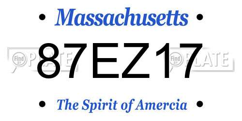 87EZ17 Massachusetts License Plate