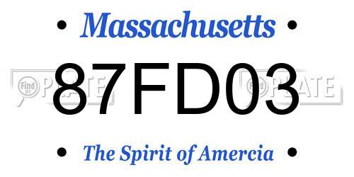 87FD03 Massachusetts License Plate