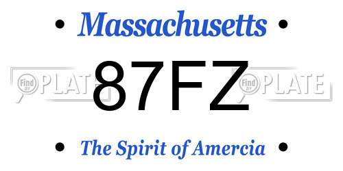87FZ Massachusetts License Plate