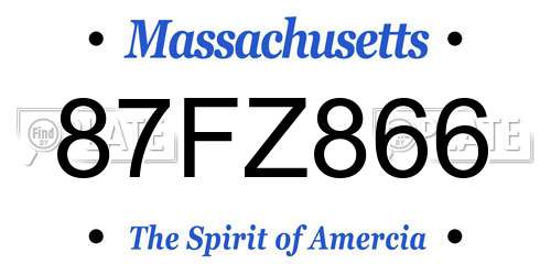 87FZ866 Massachusetts License Plate
