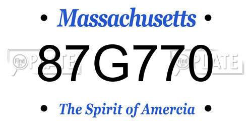 87G770 Massachusetts License Plate